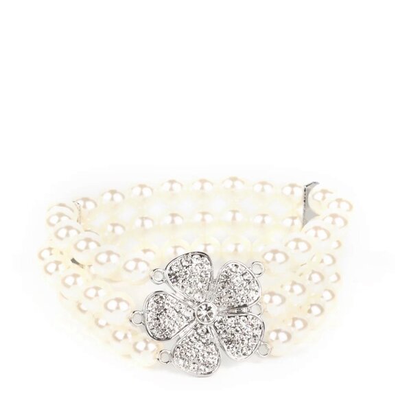 Paparazzi Jewelry Accessories - Park Avenue Orchard - White Bracelet - Vintage - Picture 4 of 4